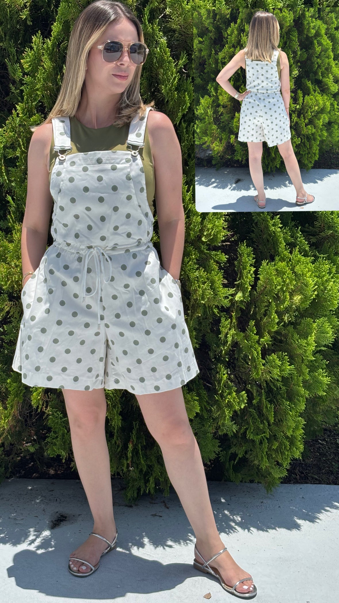 Polkadots overol green