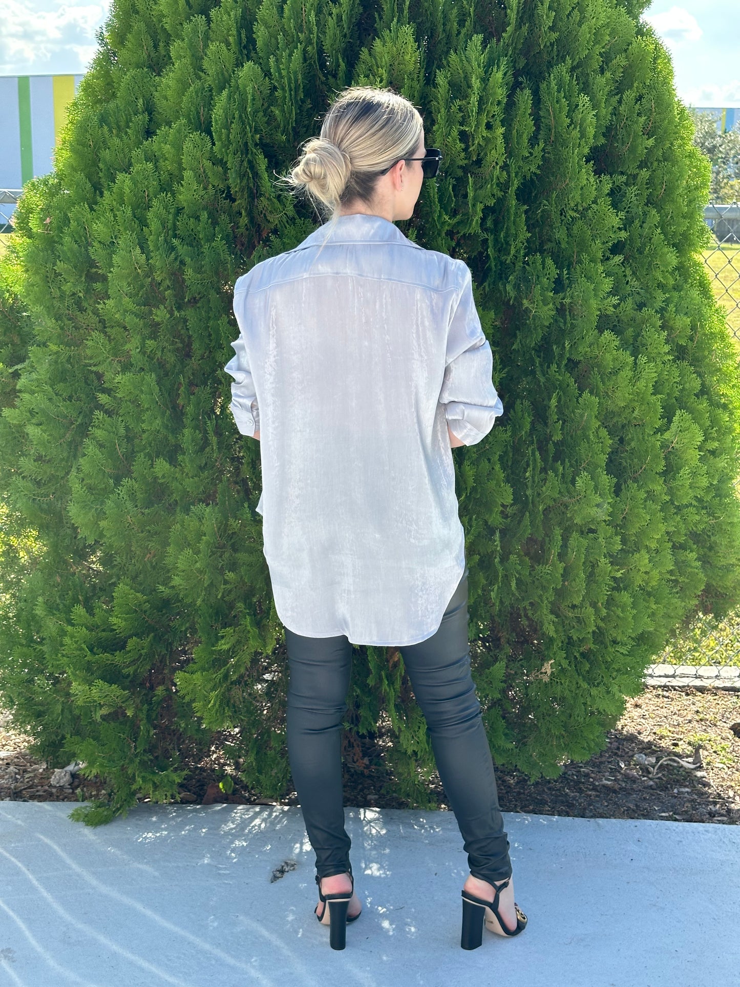 Silver over size shirt
