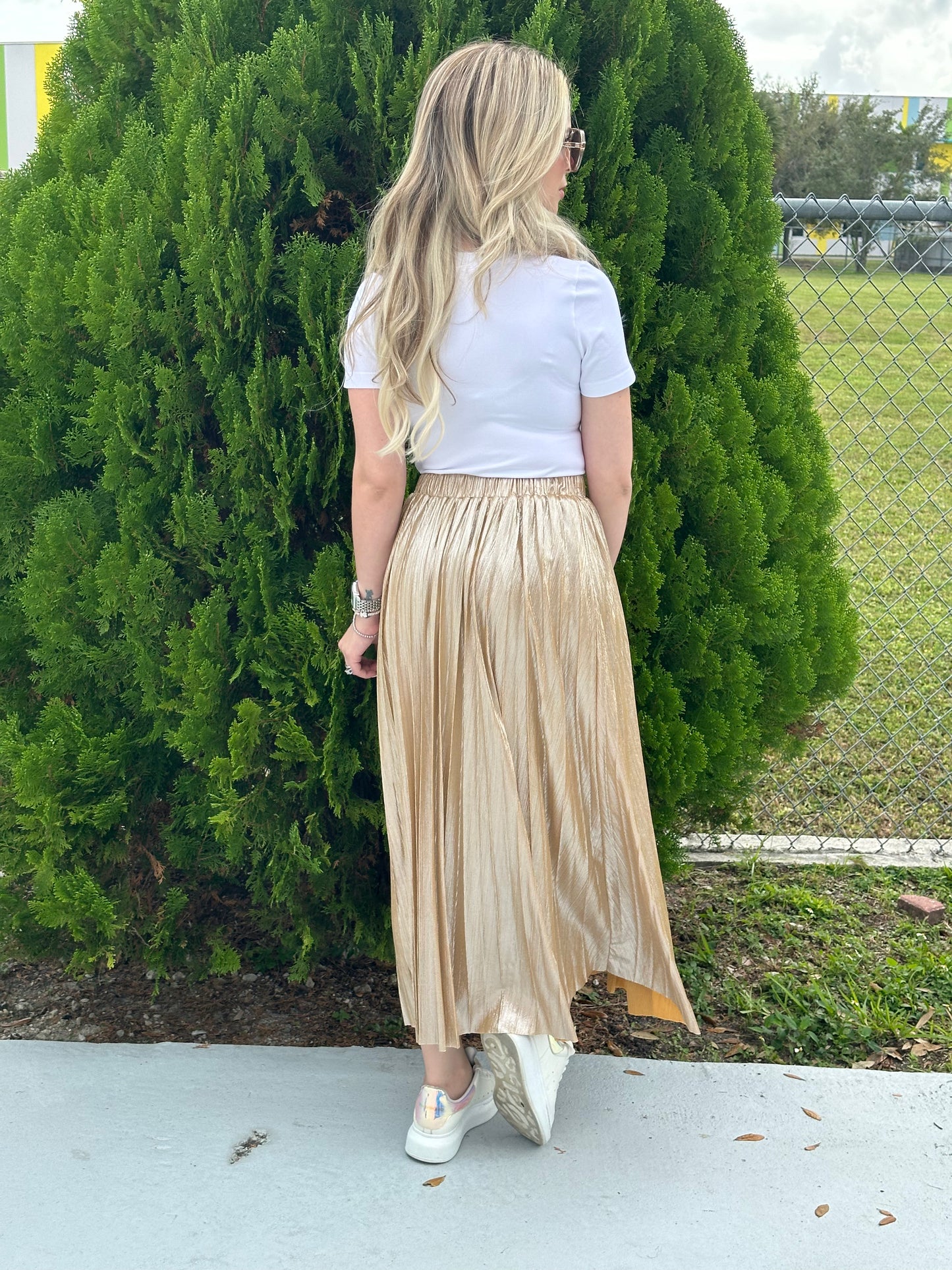 Gold metallic skirt