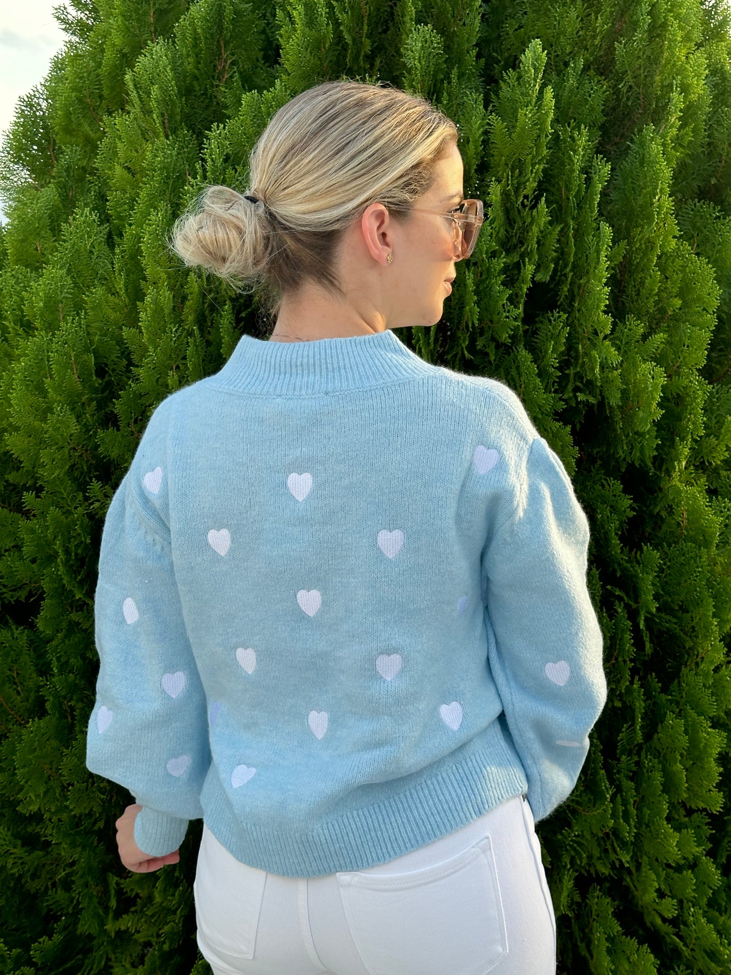 Blue hearts sweater