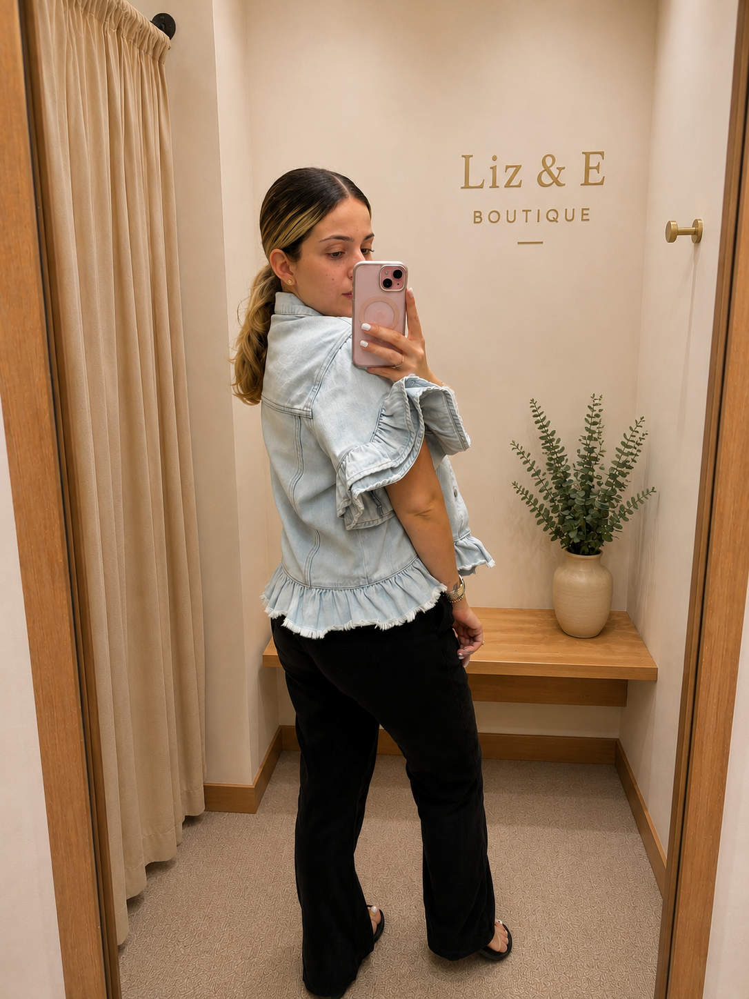 Ruffle denim jacket