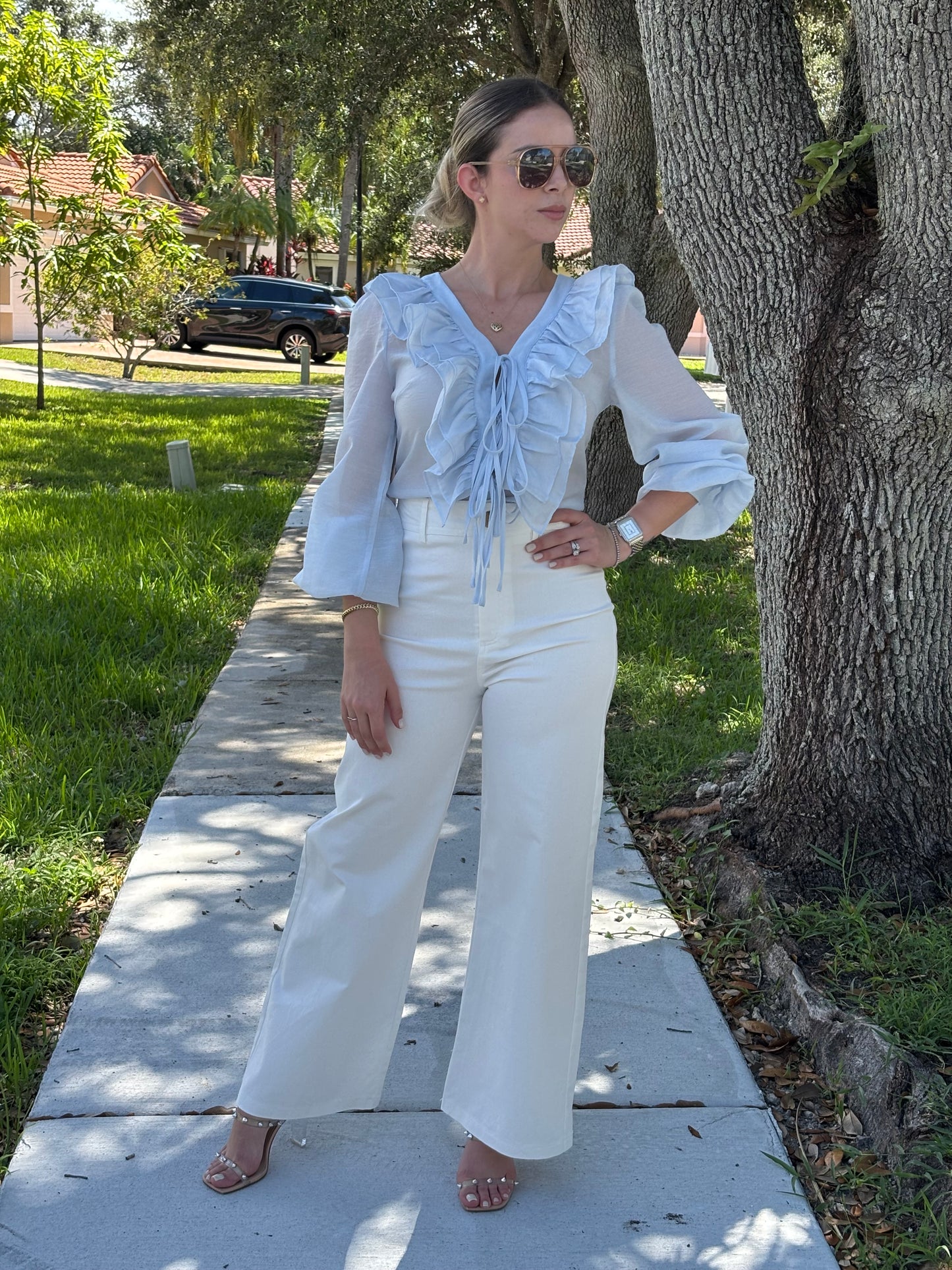 Delina blue blouse