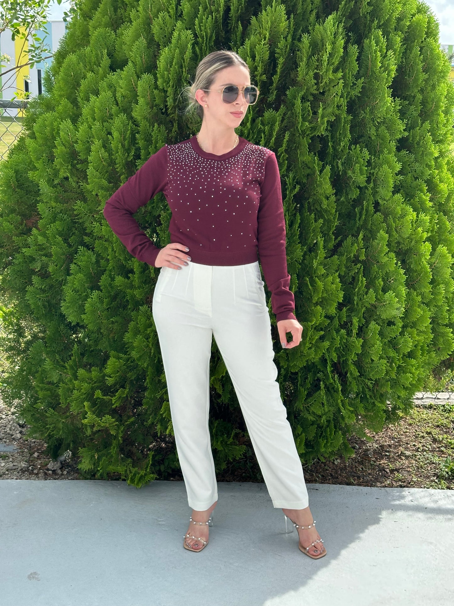 Burgundy sparkle sweater