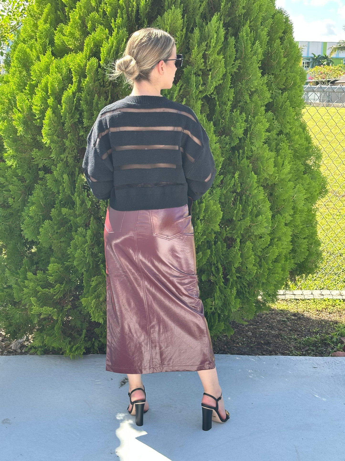 Burgundy Leather skirt