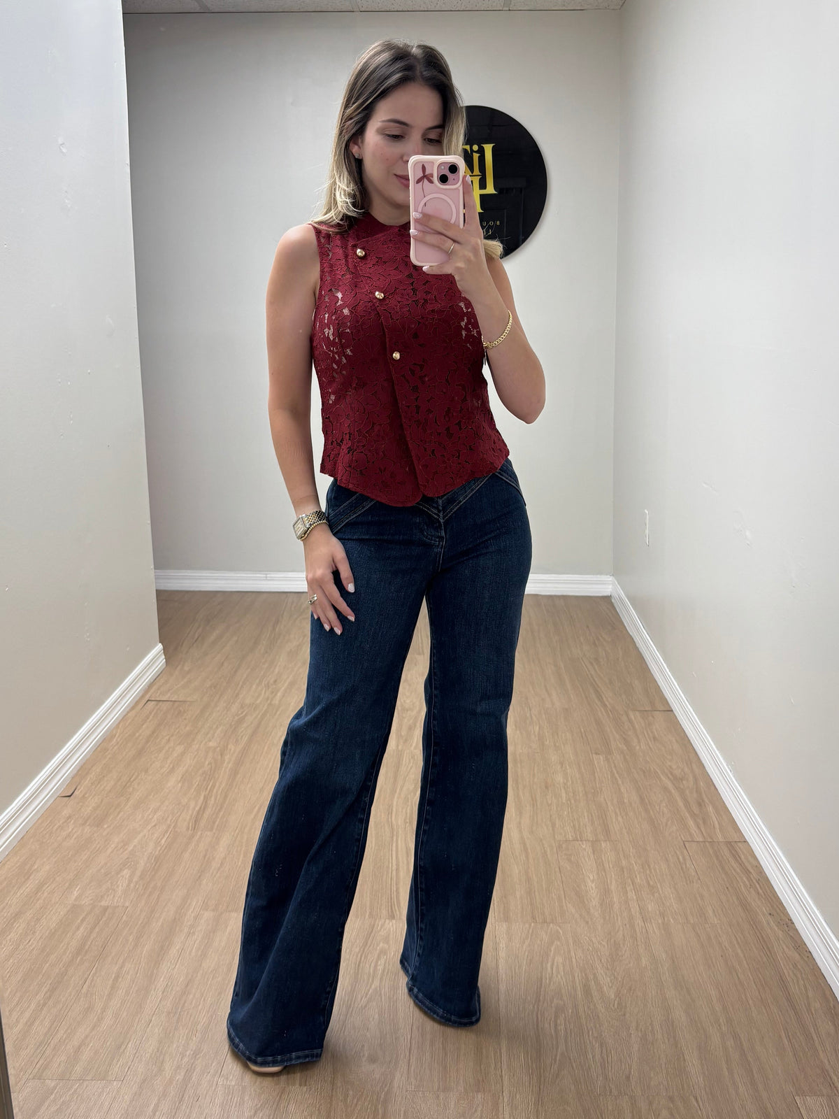 Blusa encaje burgundy