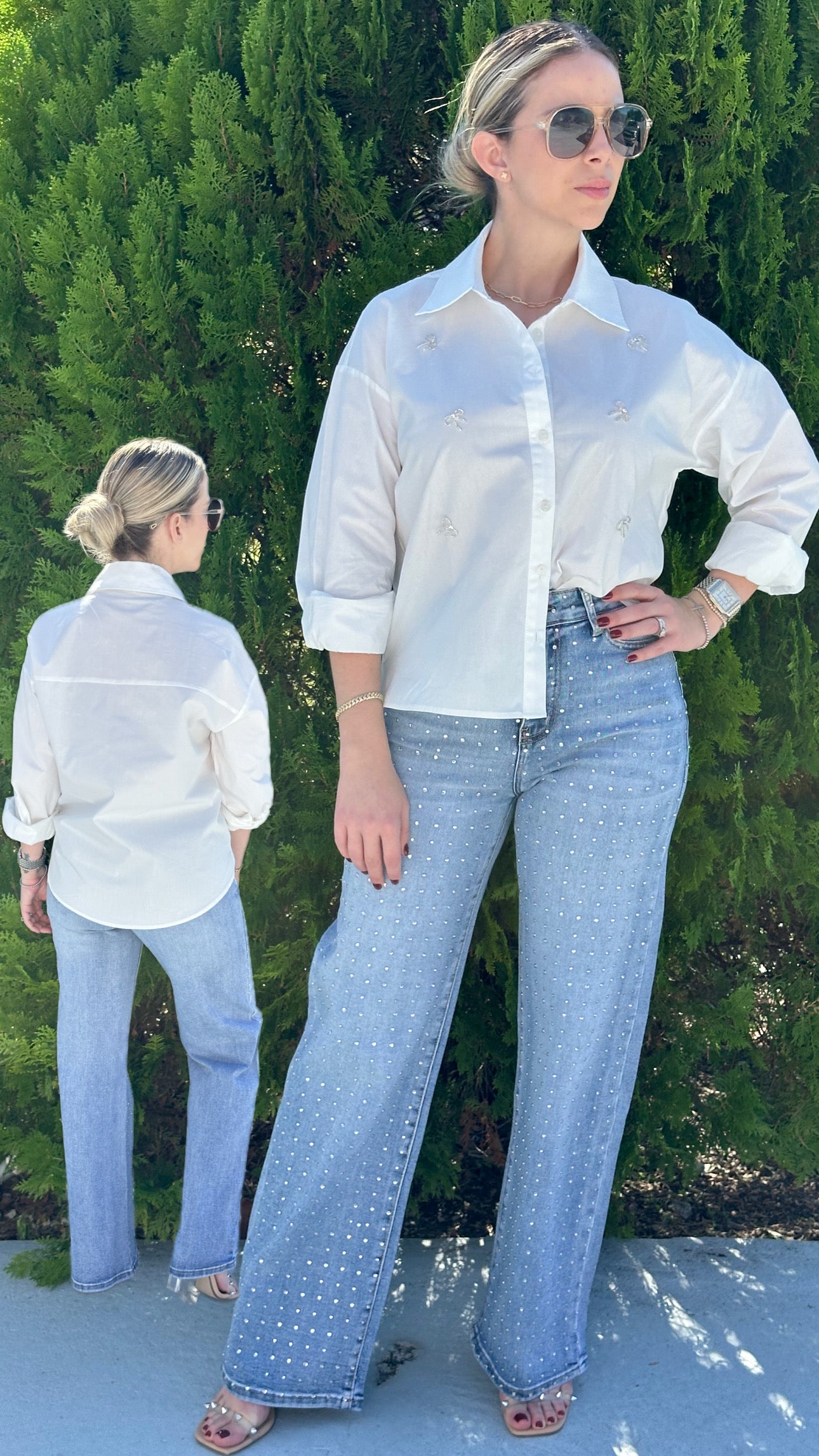 Laura rhinestone bow shirt