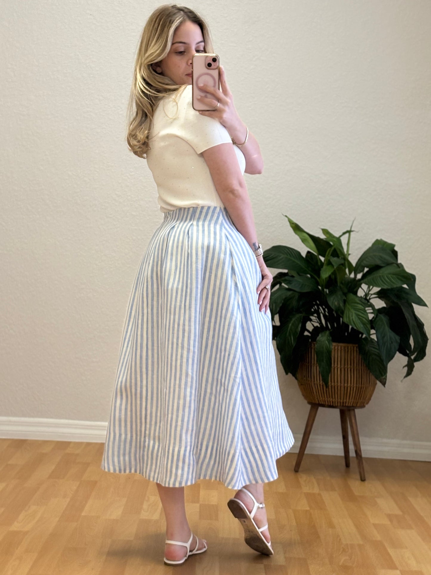 Linen stripes skirt