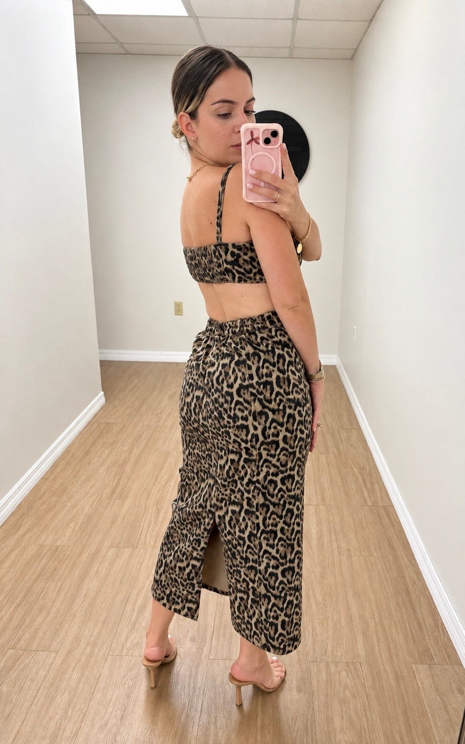 Animal print denim dress