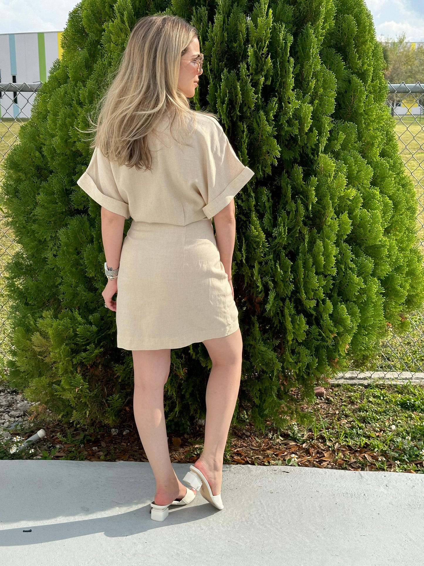 Sand linen dress