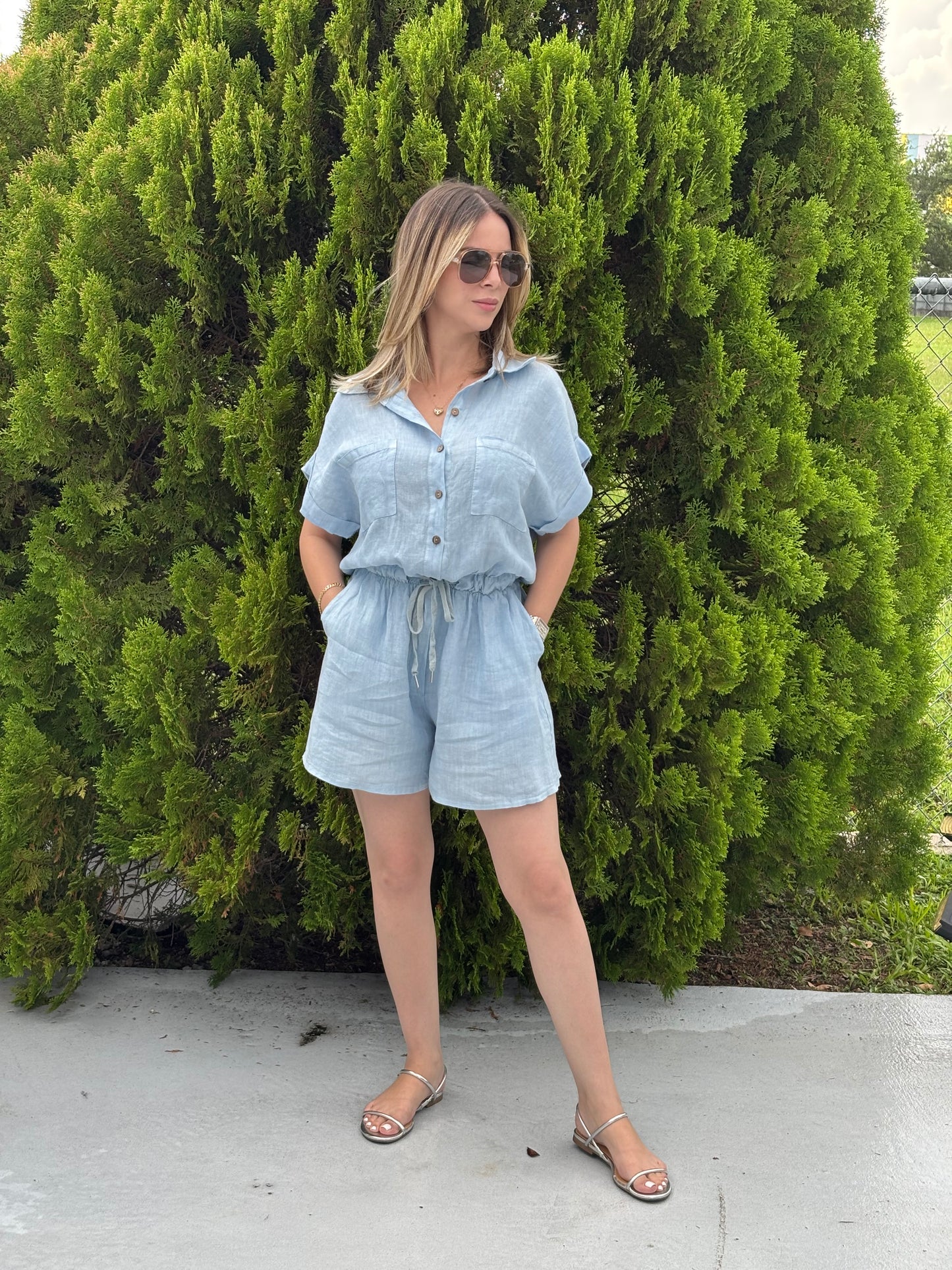 Blue Romper Lino