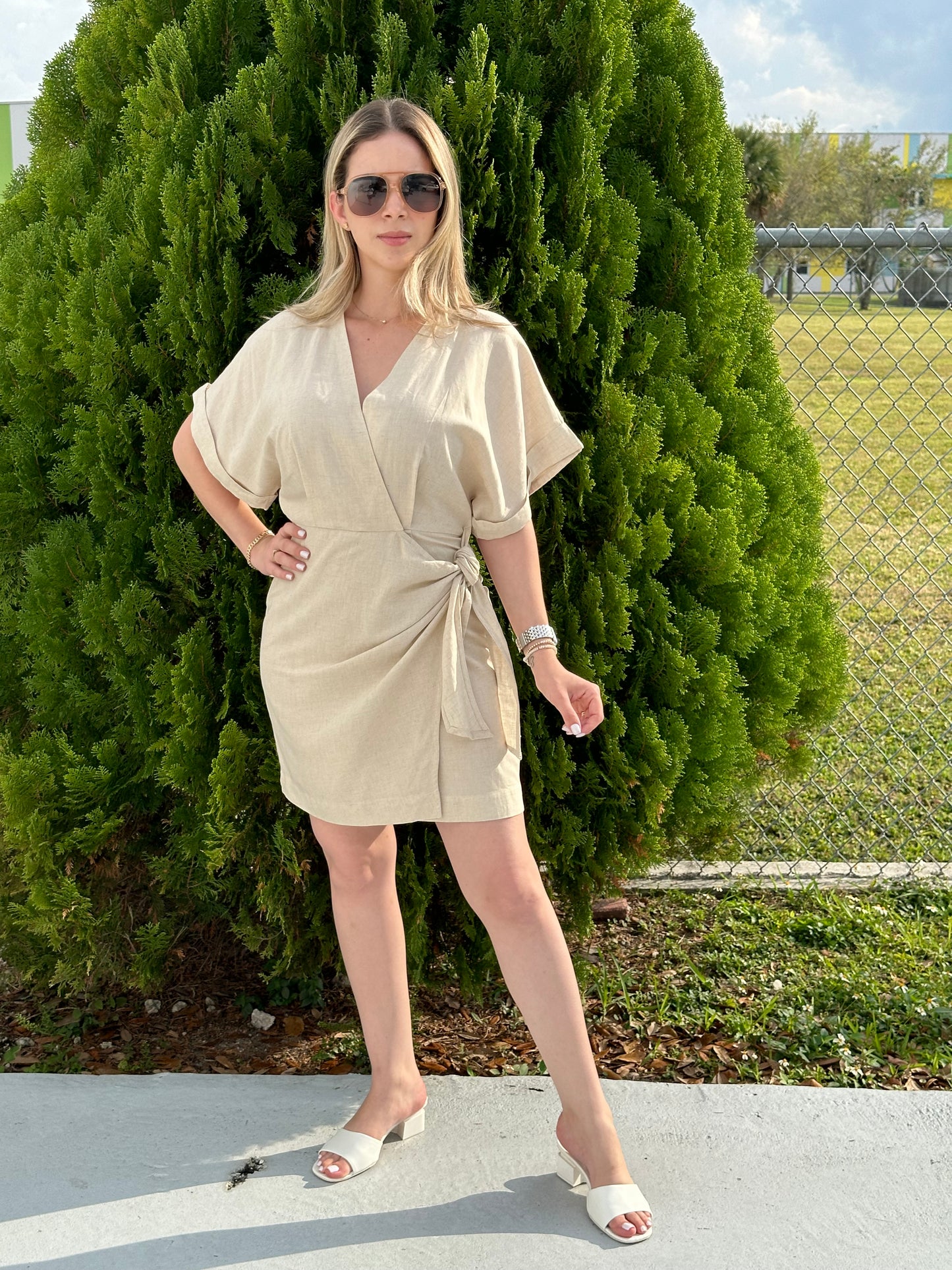 Sand linen dress