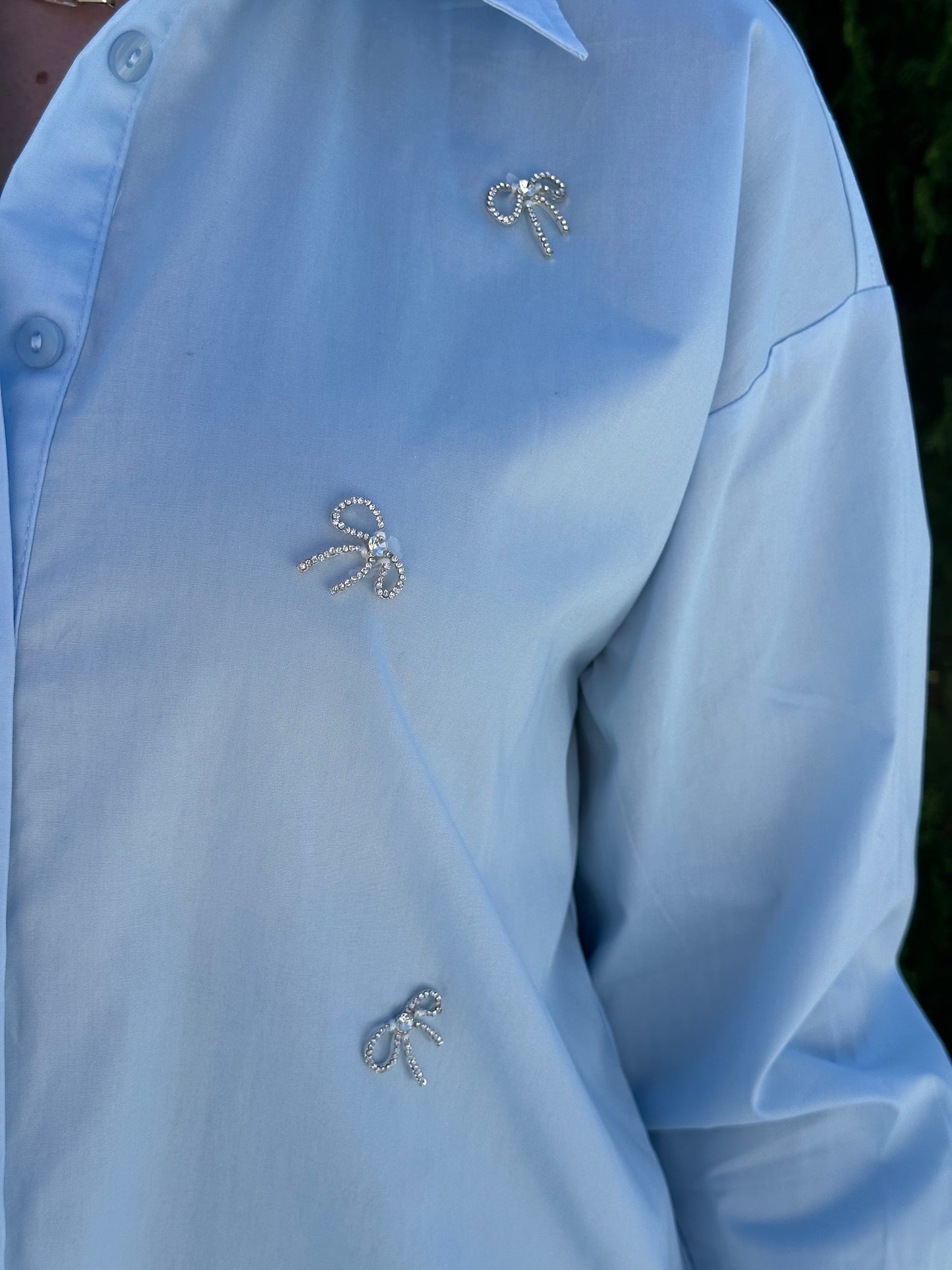 Laura rhinestone bow shirt