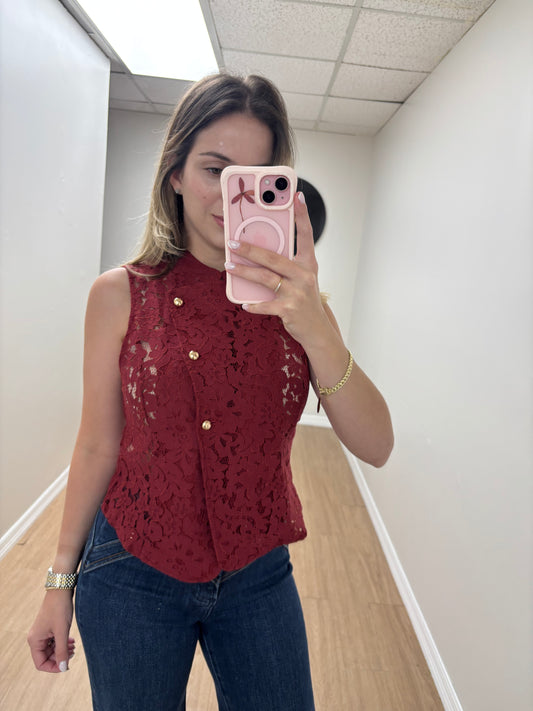 Blusa encaje burgundy