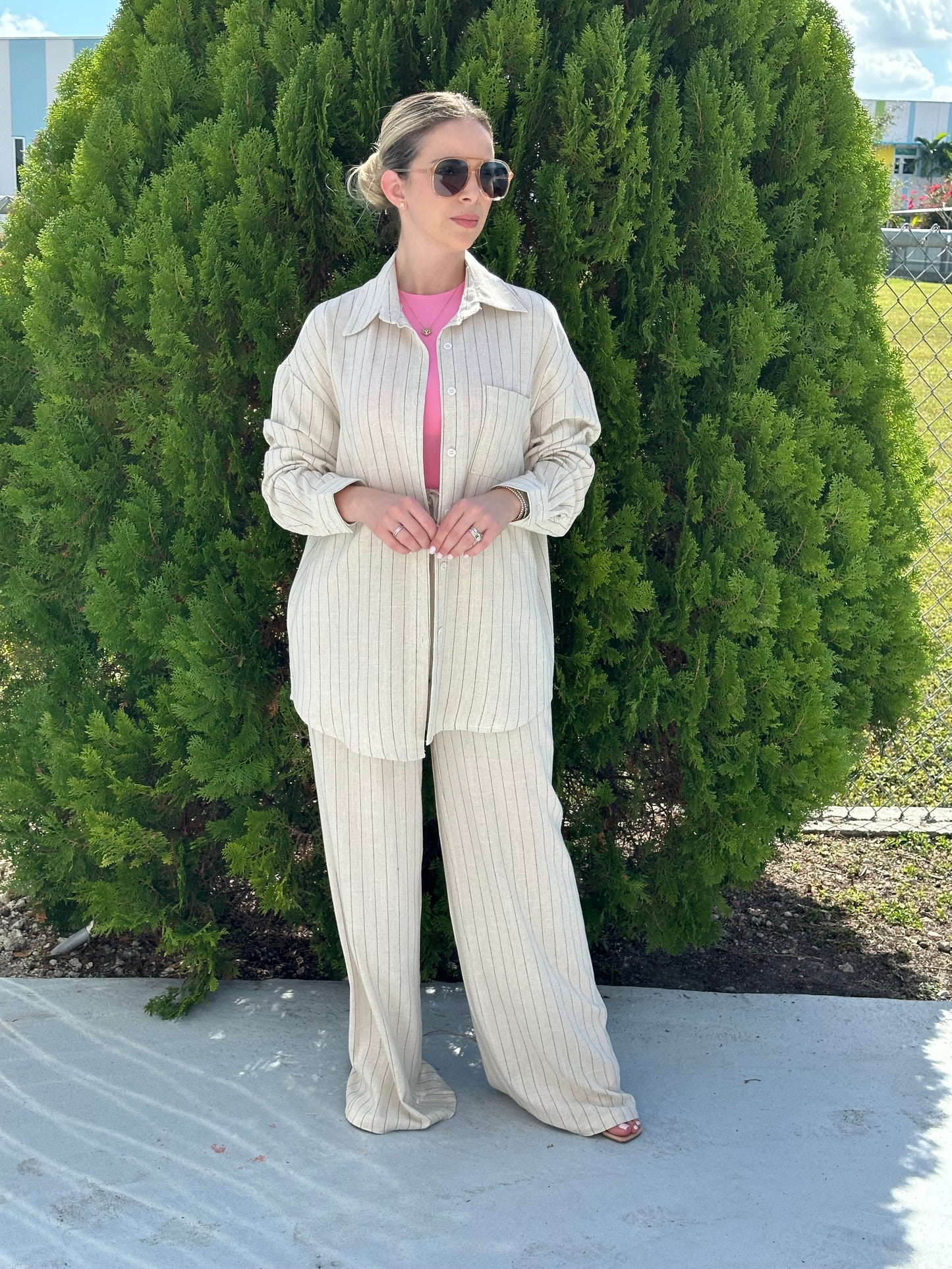 Stripes linen set