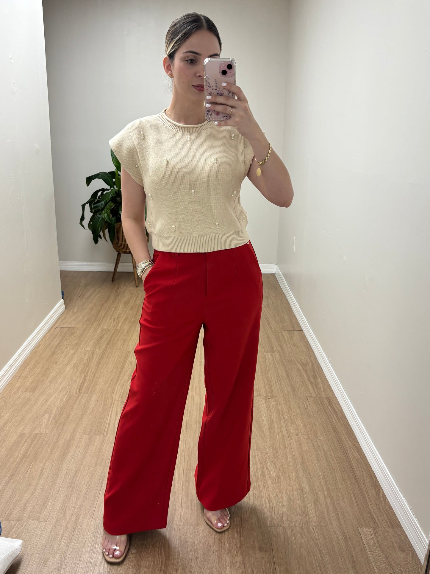 Top Crochet con perlas