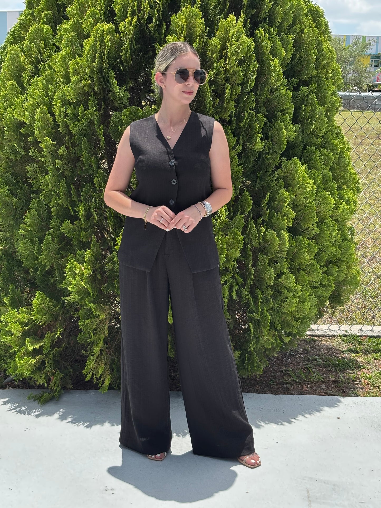 Denise linen set black