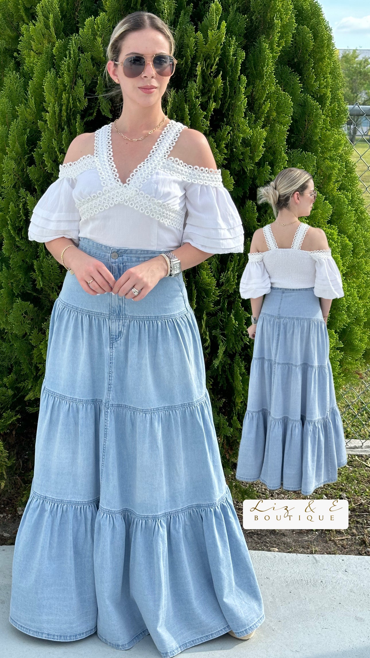 Denim maxi skirt