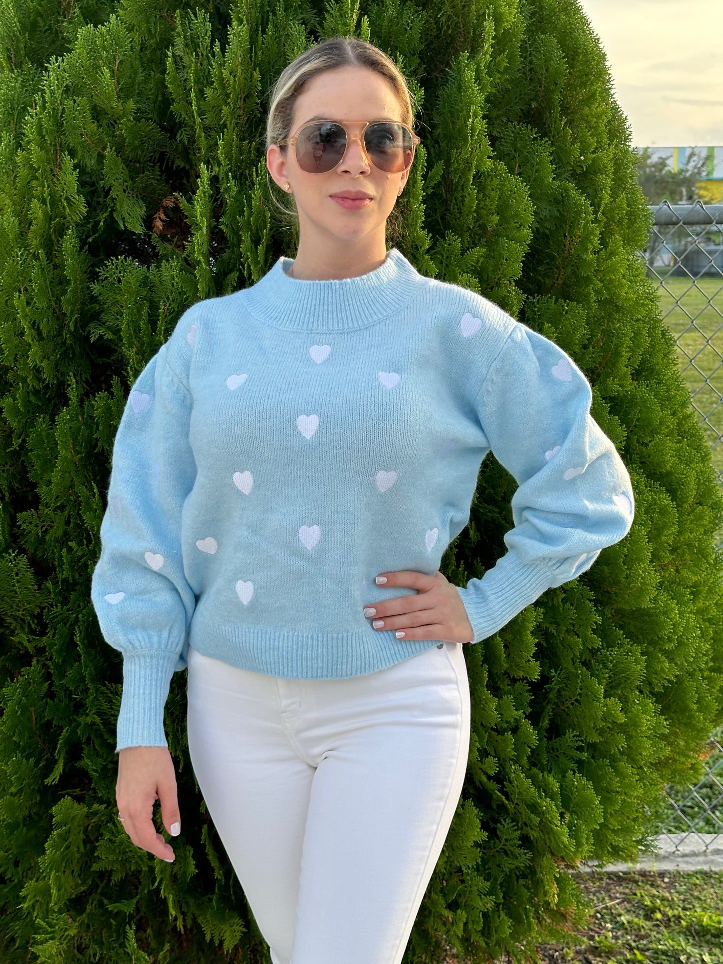 Blue hearts sweater