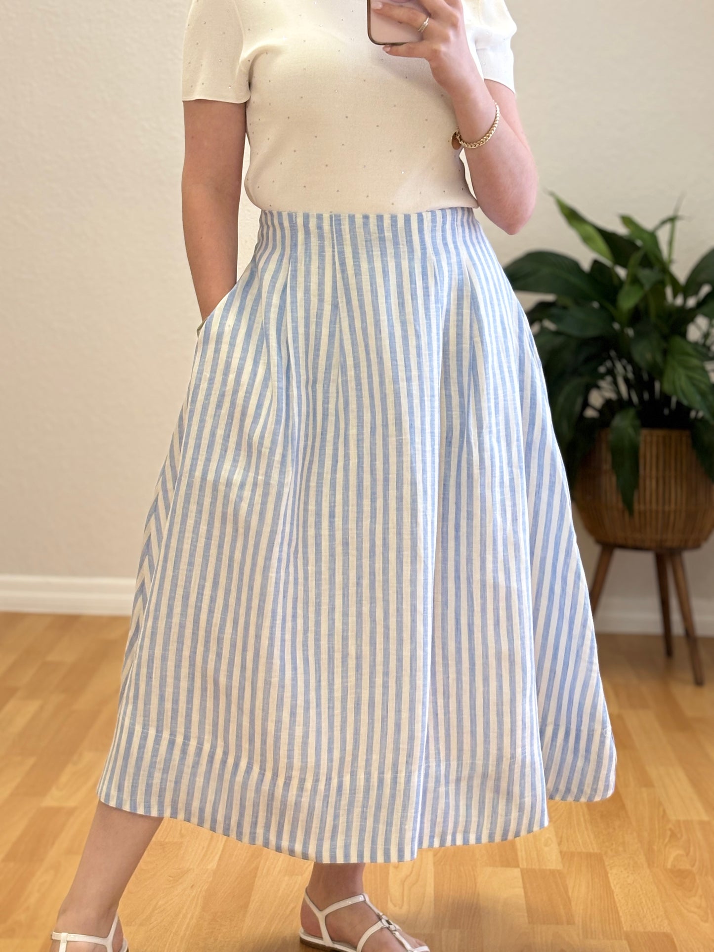 Linen stripes skirt