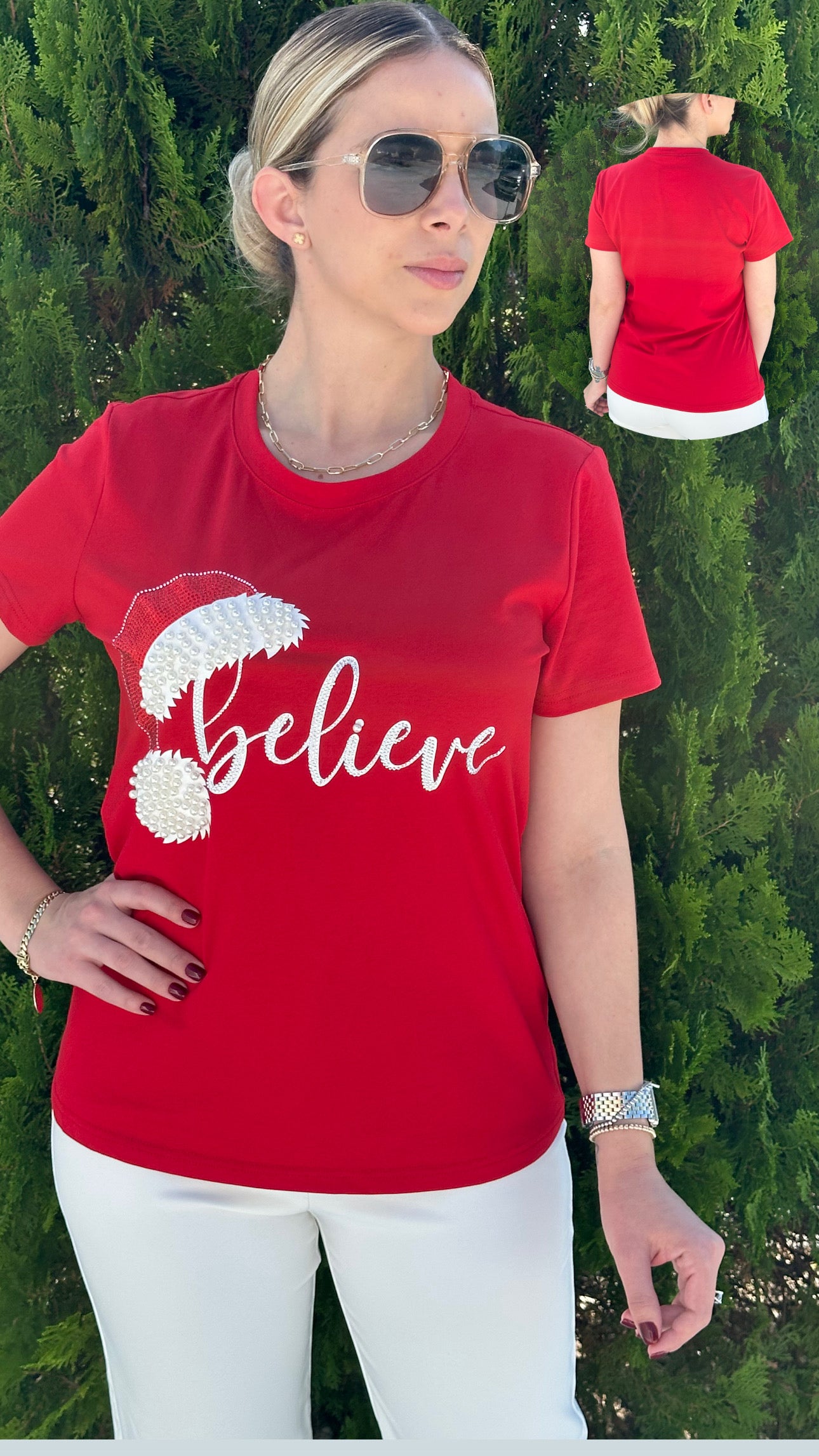 Believe red shirt