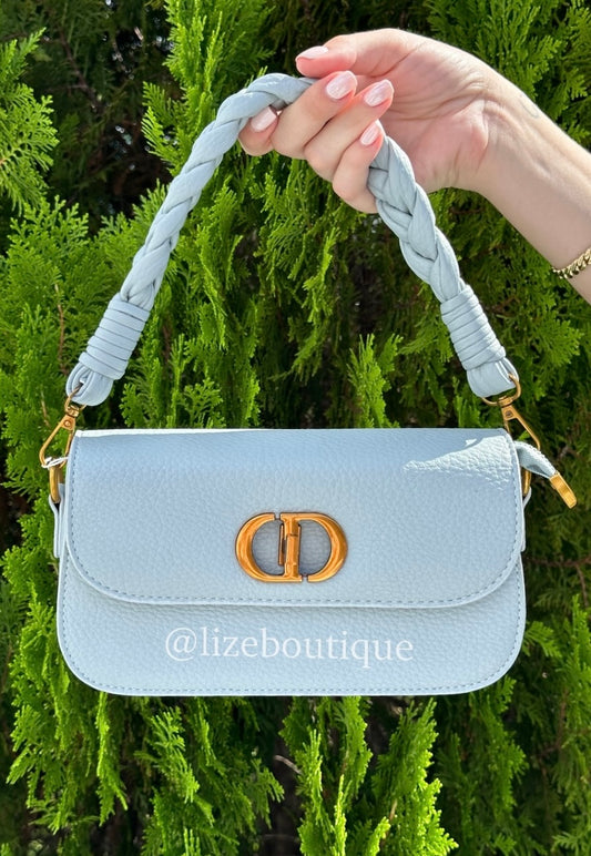 CD blue braided shoulder bag