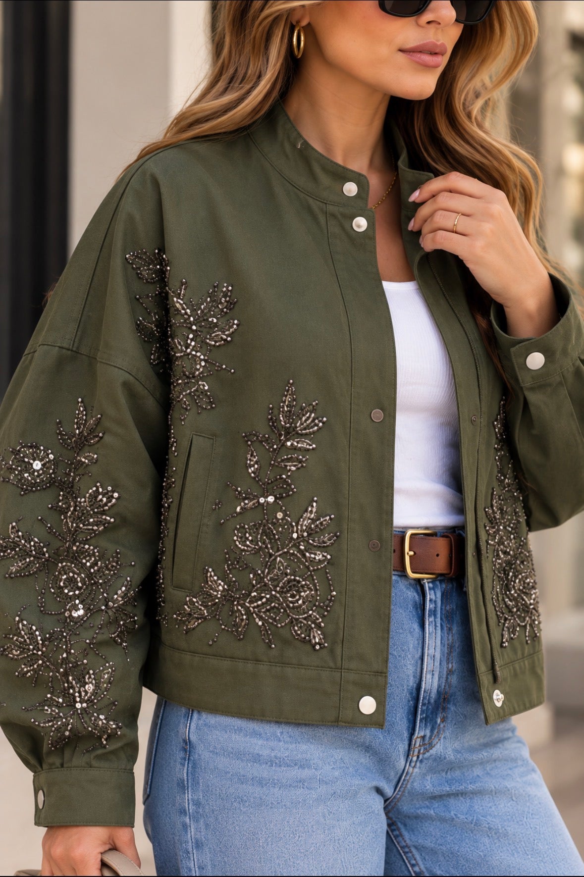 Olive bloom jacket