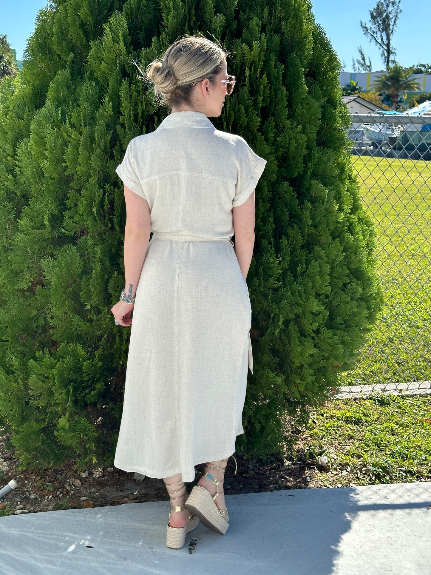 Linen middi dress