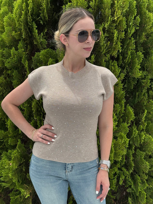 Nude sparkle shirt