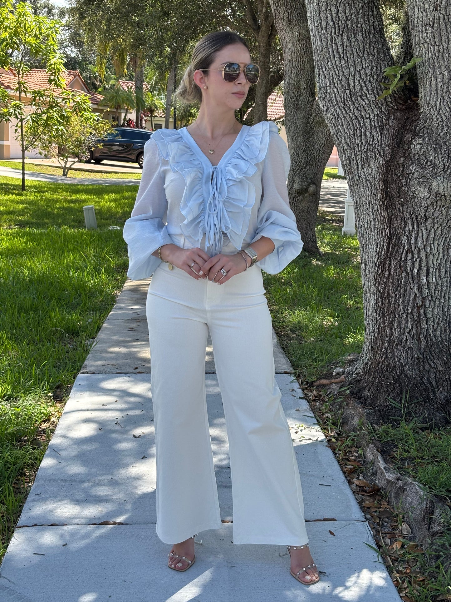 Delina blue blouse