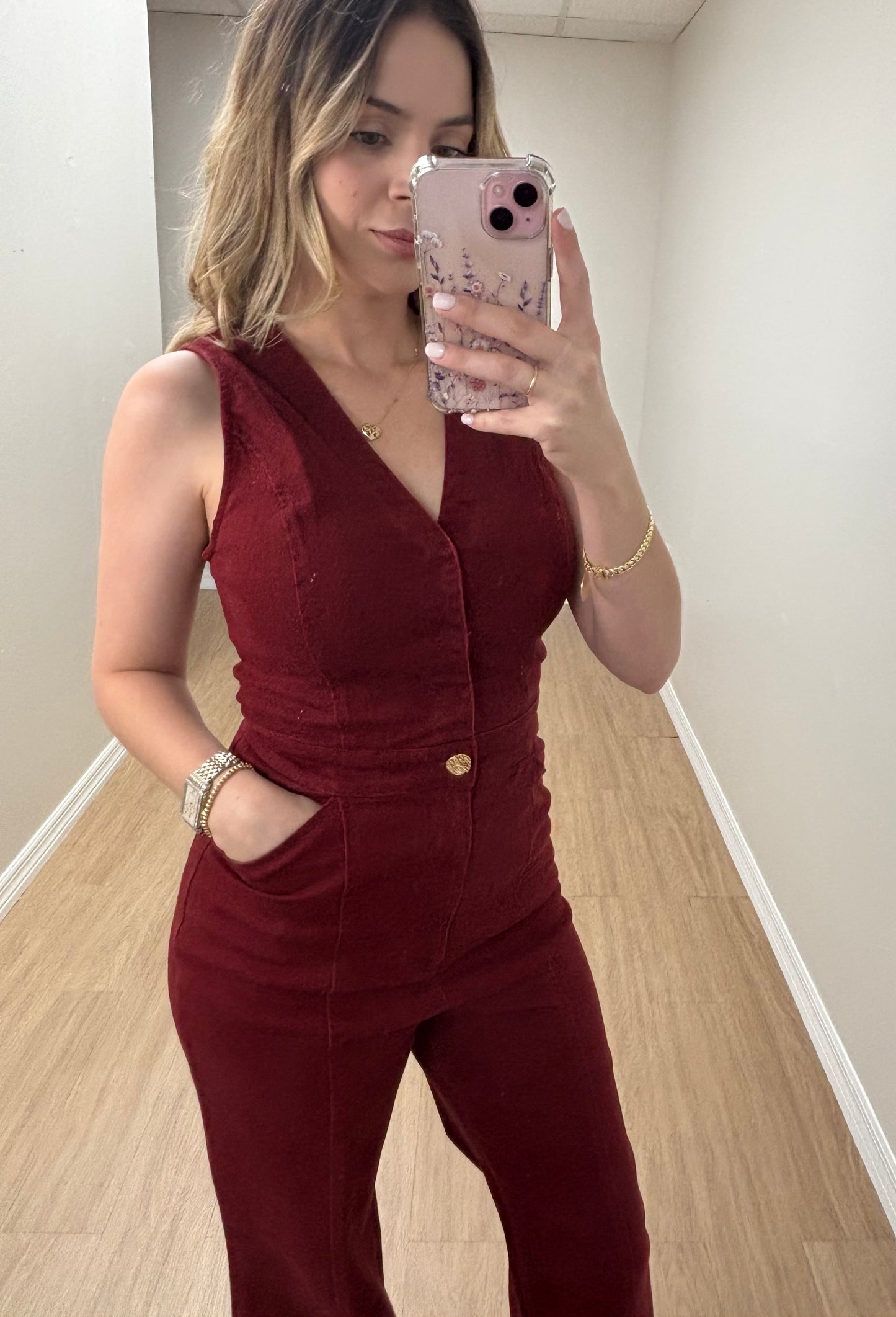 Jumpsuit Burgundy denim