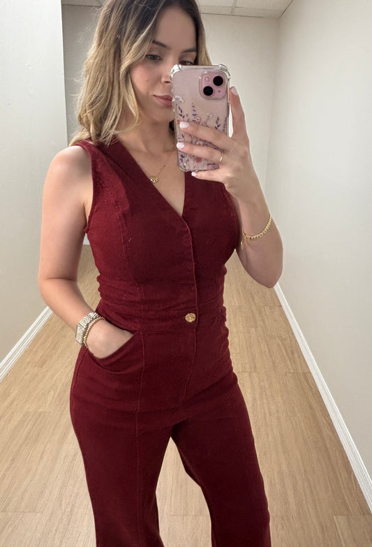 Jumpsuit Burgundy denim
