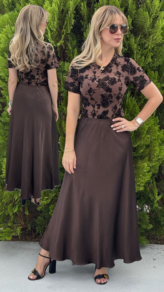 Chocolate maxi skirt