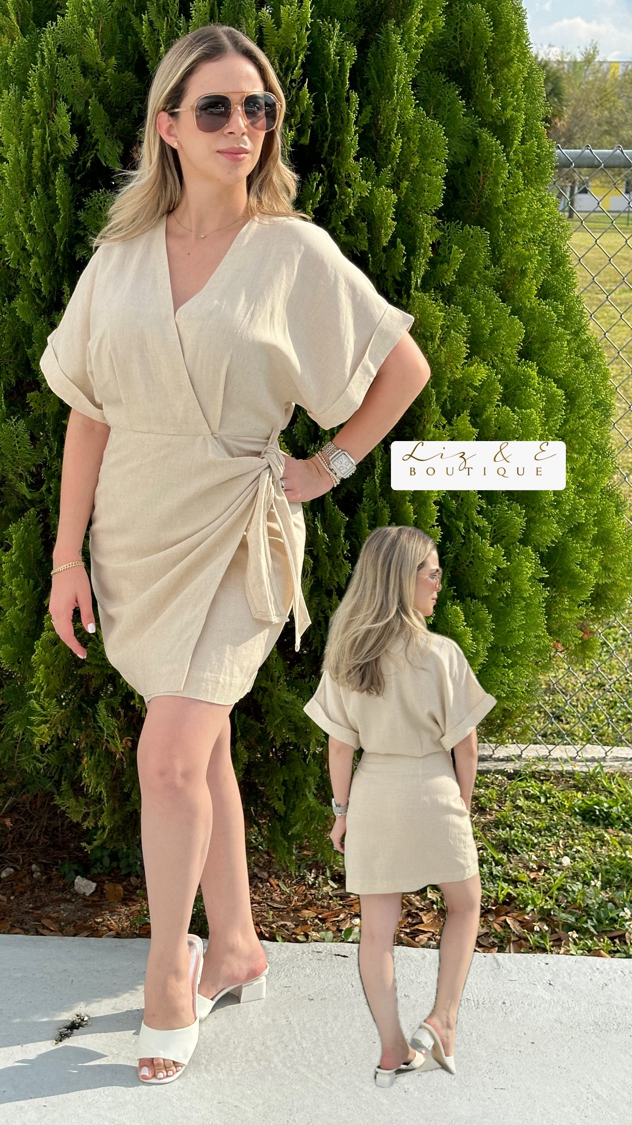 Sand linen dress
