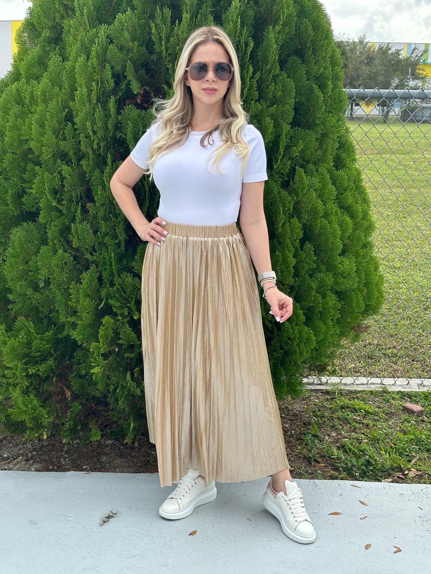 Gold metallic skirt