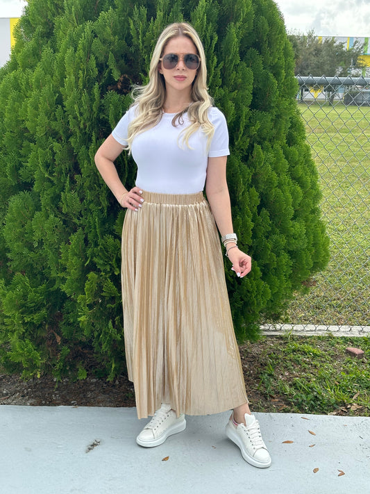Gold metallic skirt