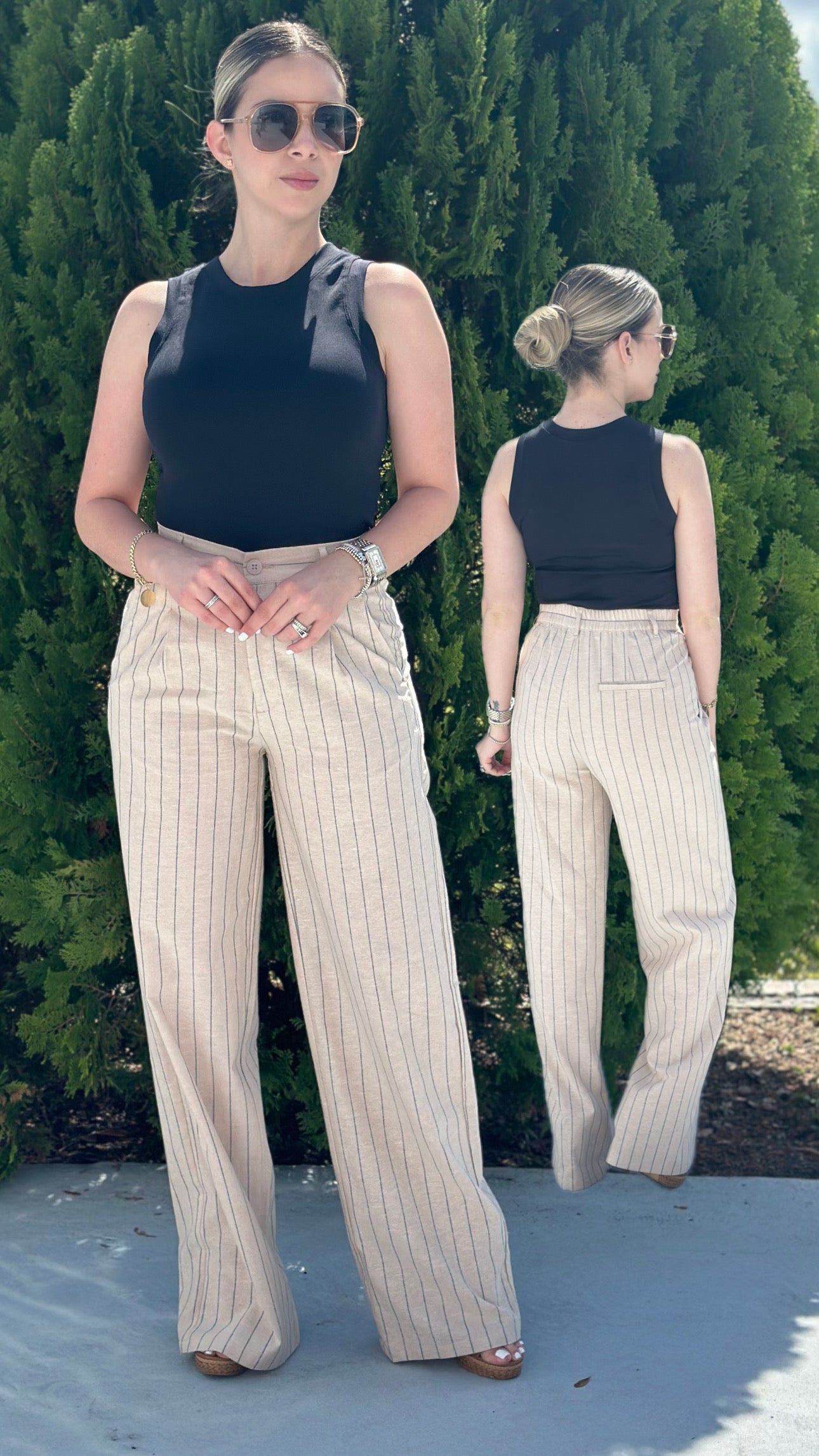 Striped linen pants
