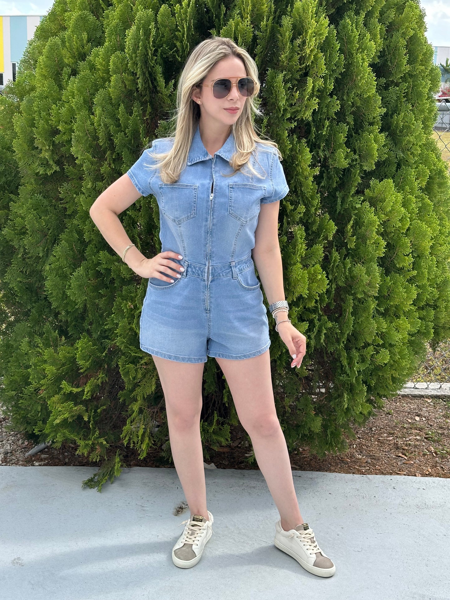 Denim romper
