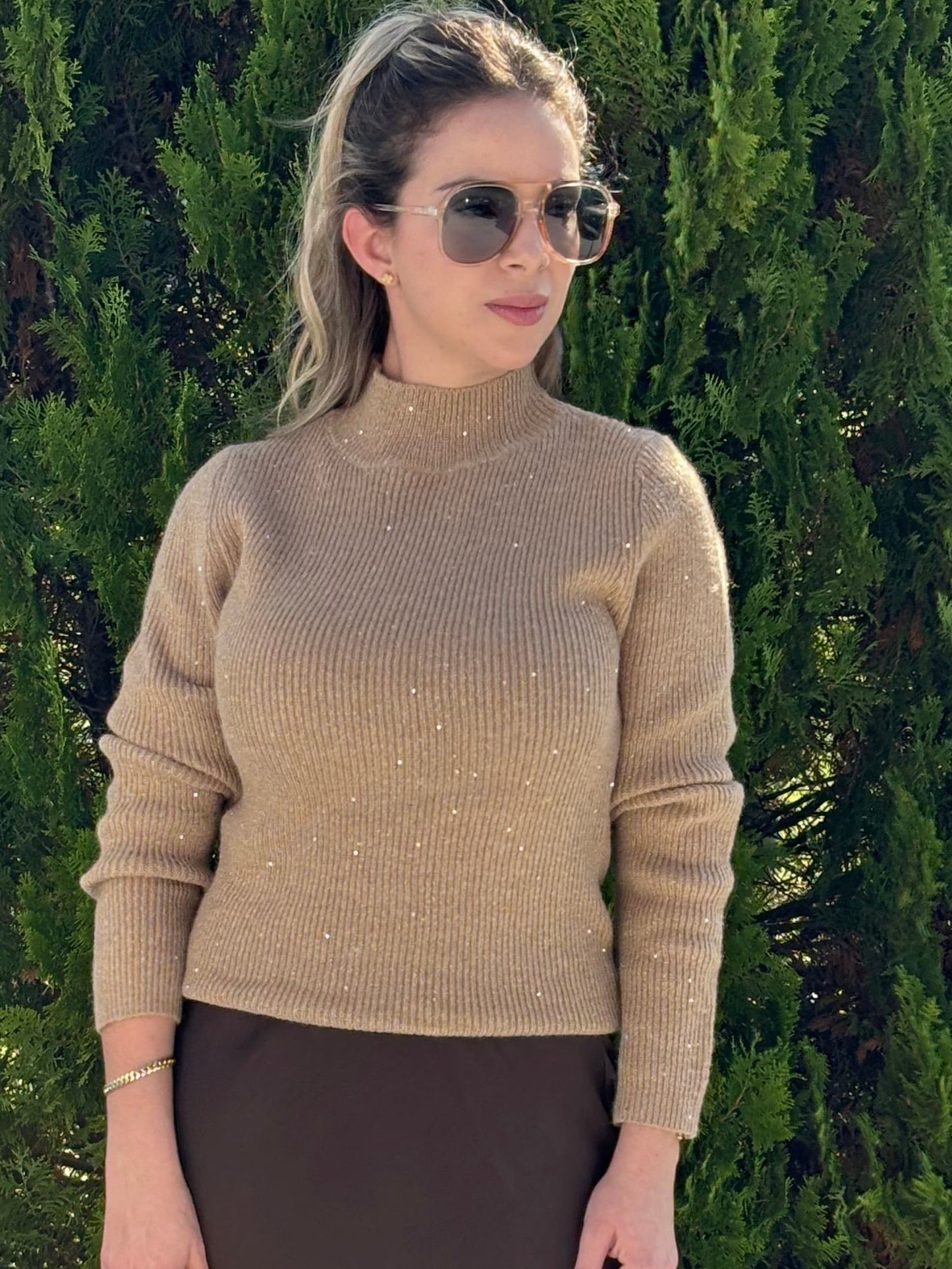Golden high neck sweater