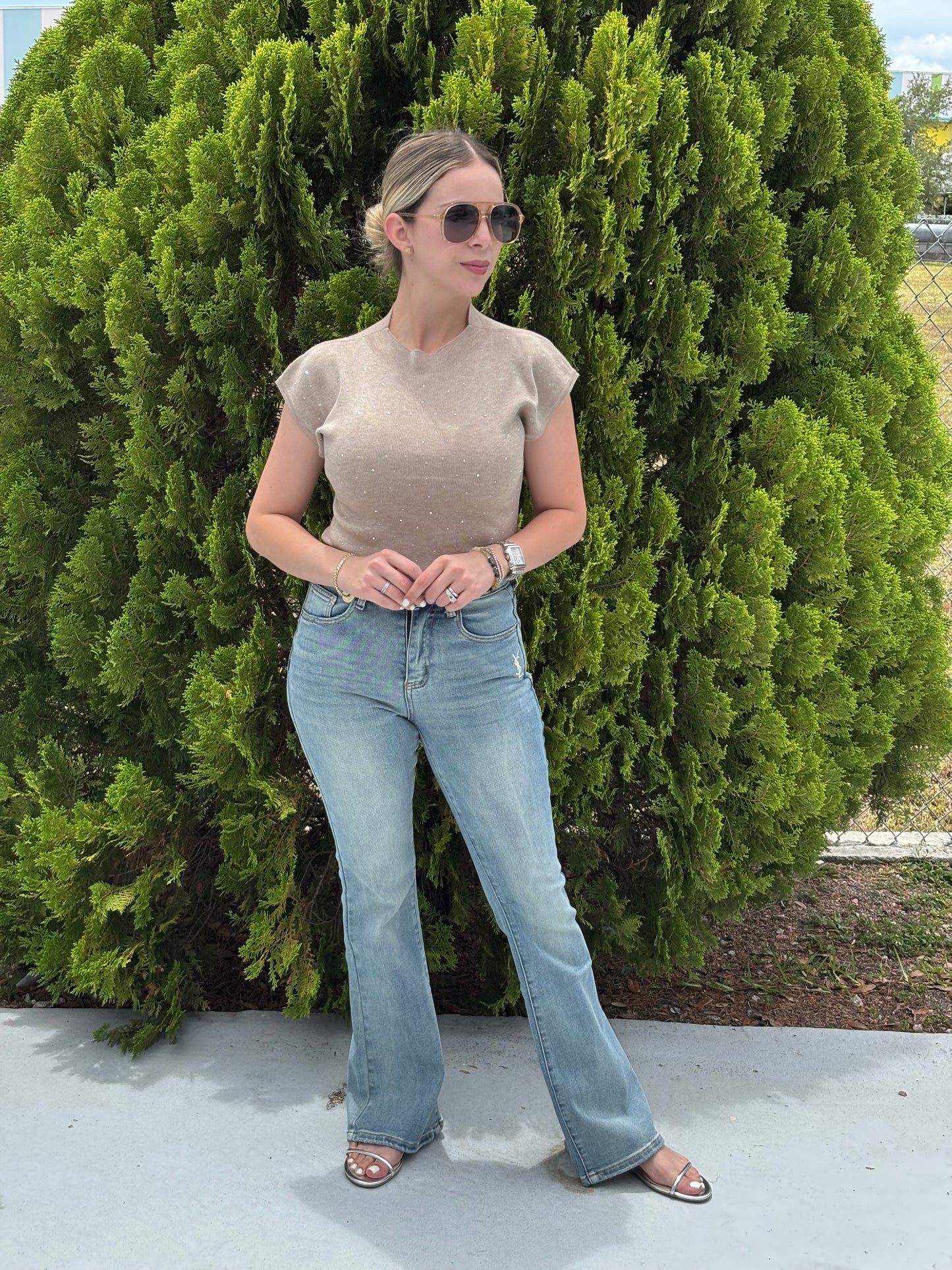 Nude sparkle shirt