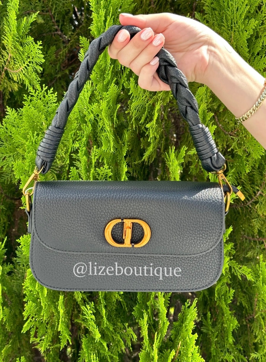 CD black braided shoulder bag