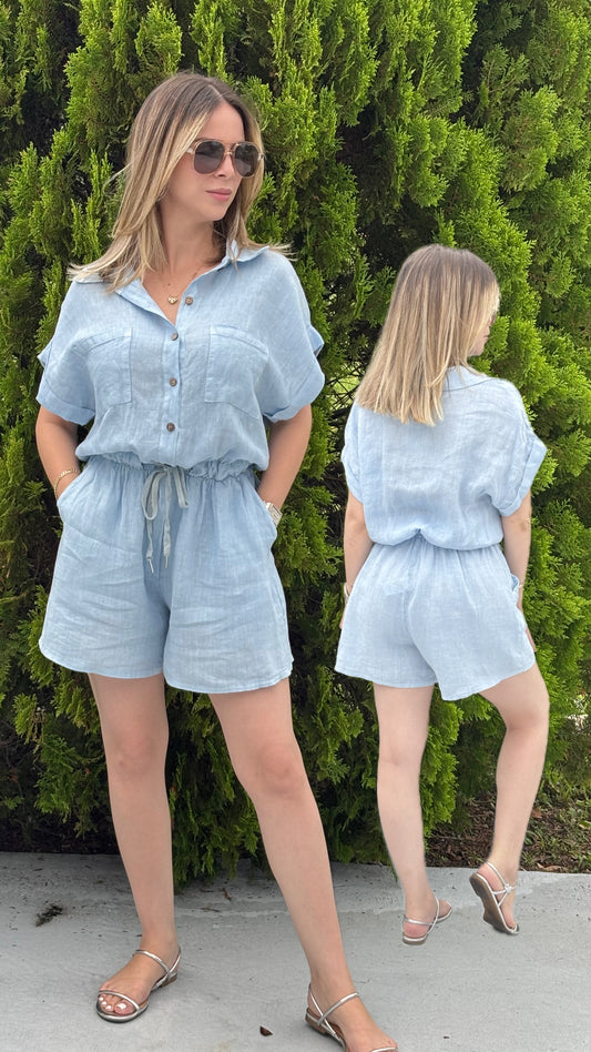 Blue Romper Lino
