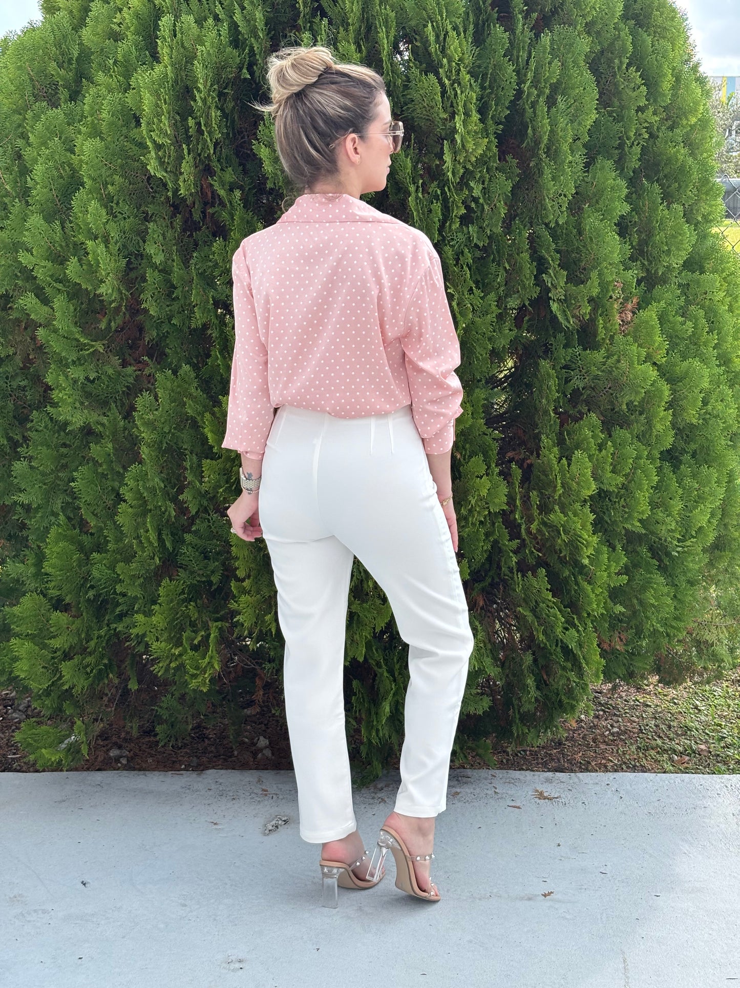 Polka dot satin shirt