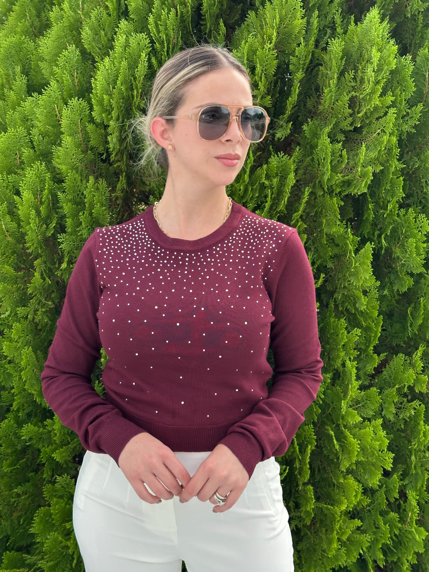 Burgundy sparkle sweater