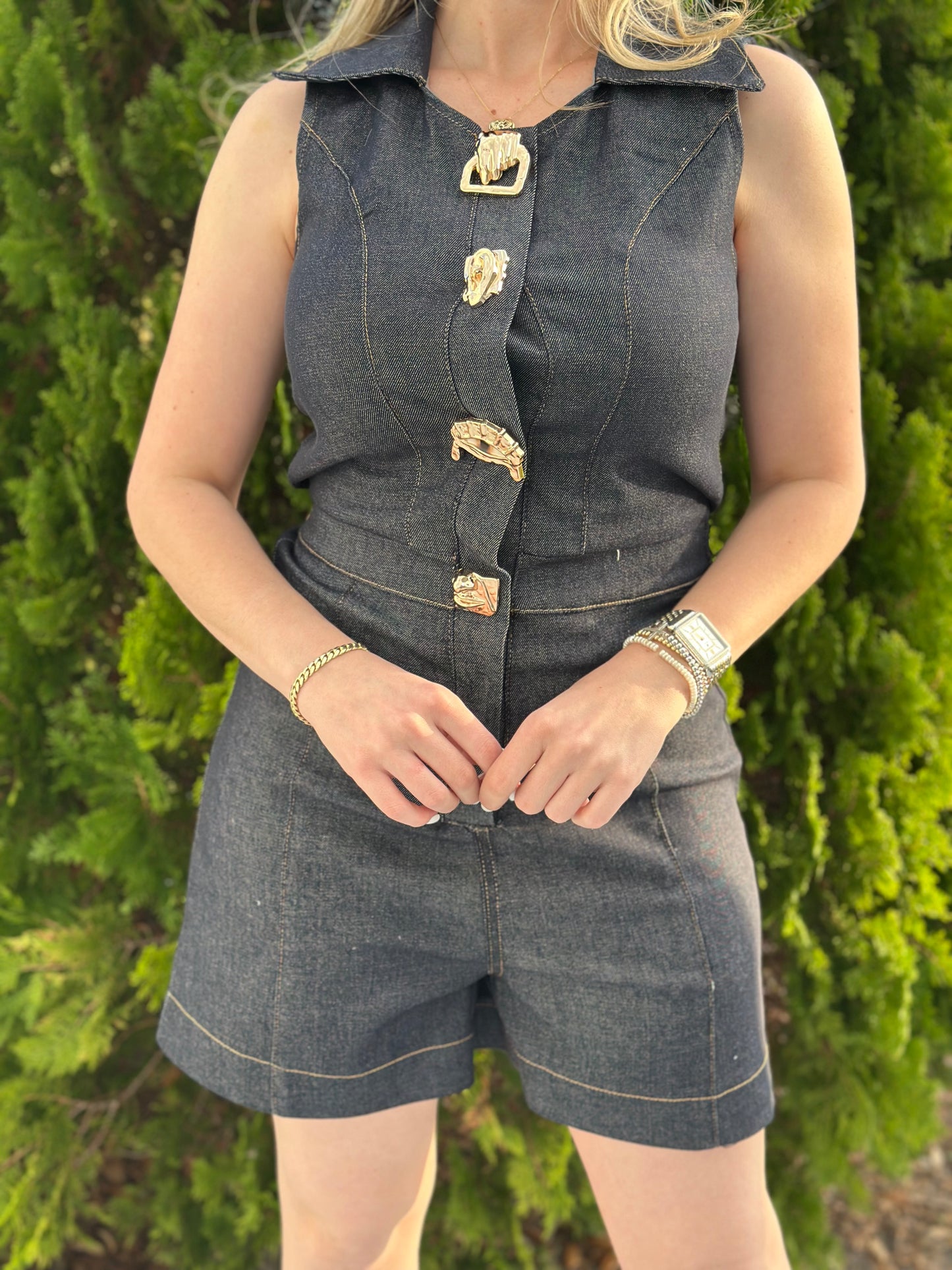 Cleo denim romper