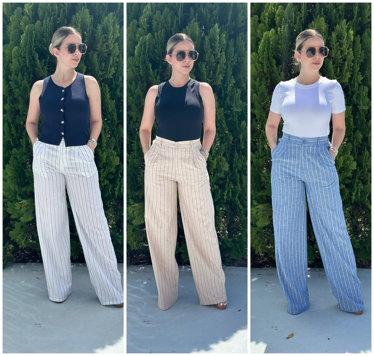 Striped linen pants