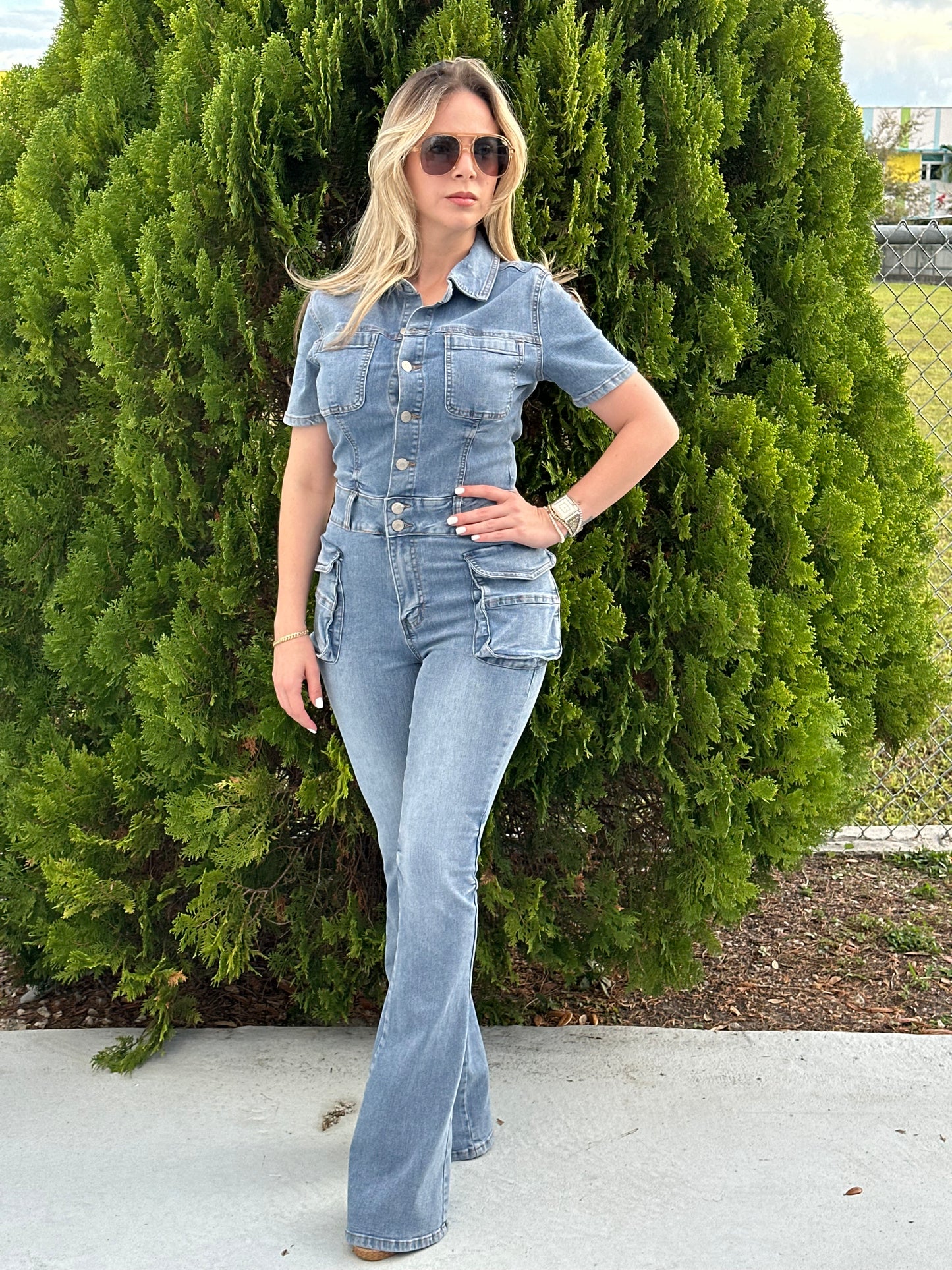 Nelly denim cargo jumpsuit