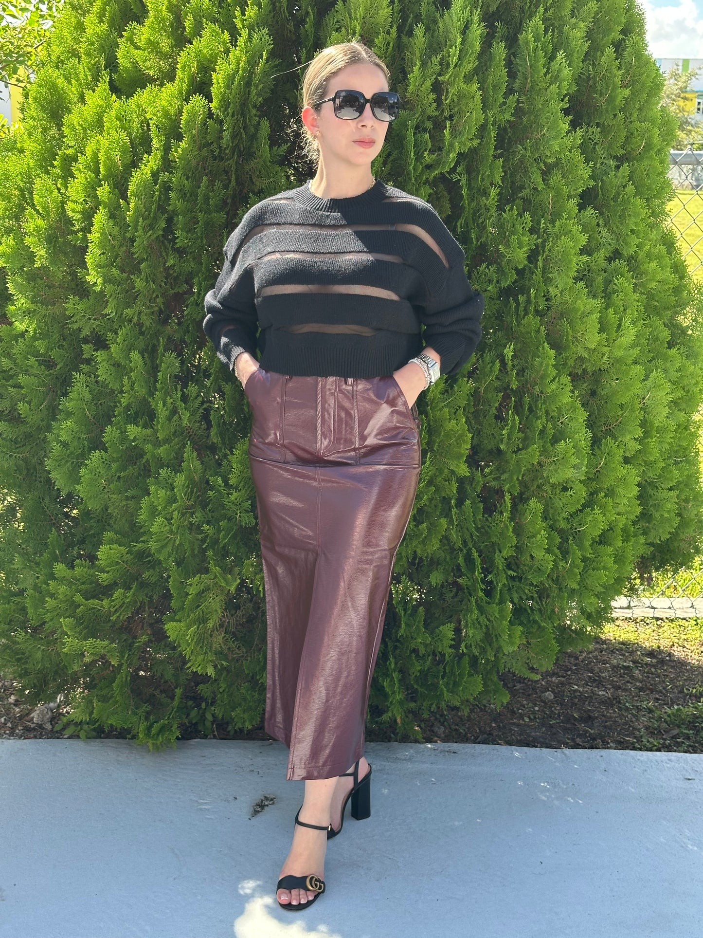 Burgundy Leather skirt