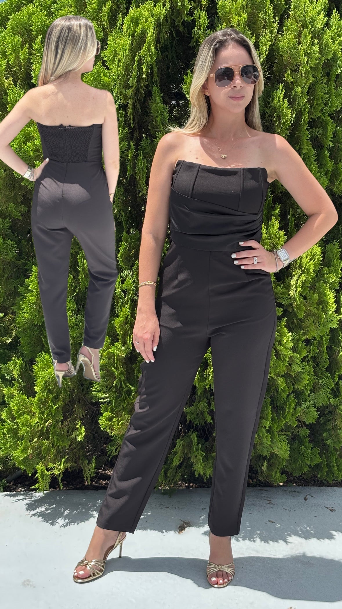 Megan in black jumpsuit