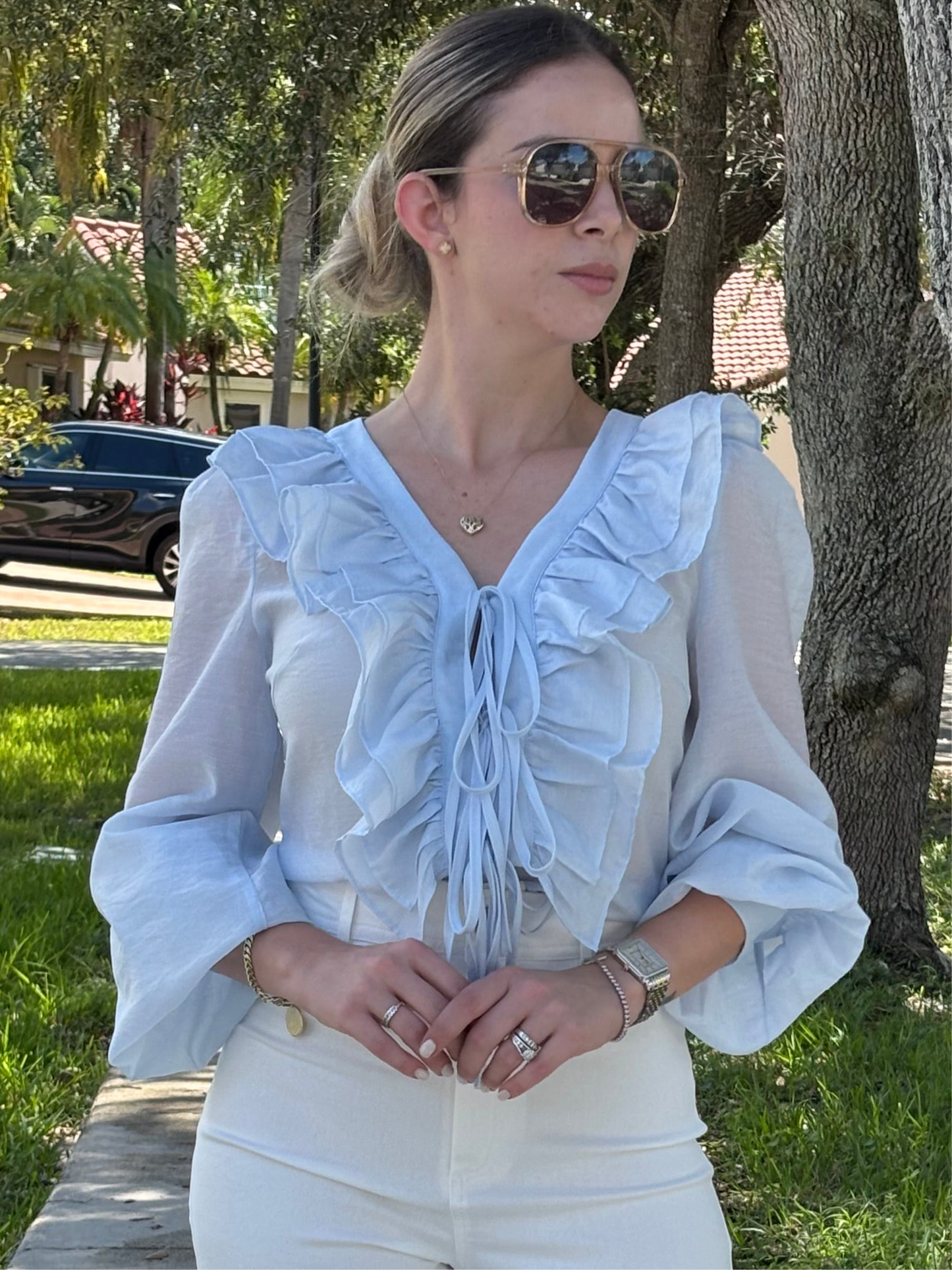 Delina blue blouse