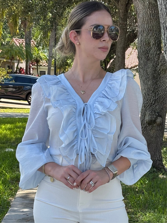 Delina blue blouse